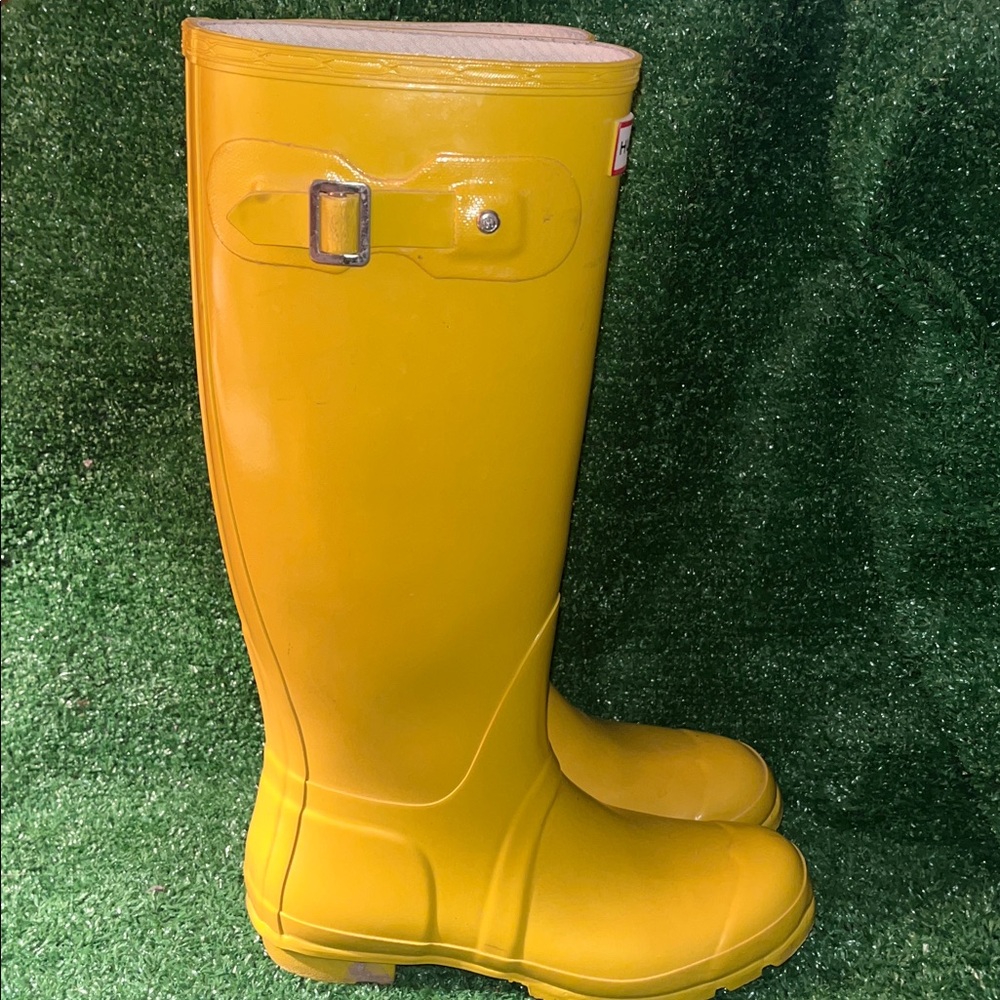 Hunter Original Gloss Tall Boots Yellow UK 5 US 6M/7F EU 38 - Picture 3 of 11